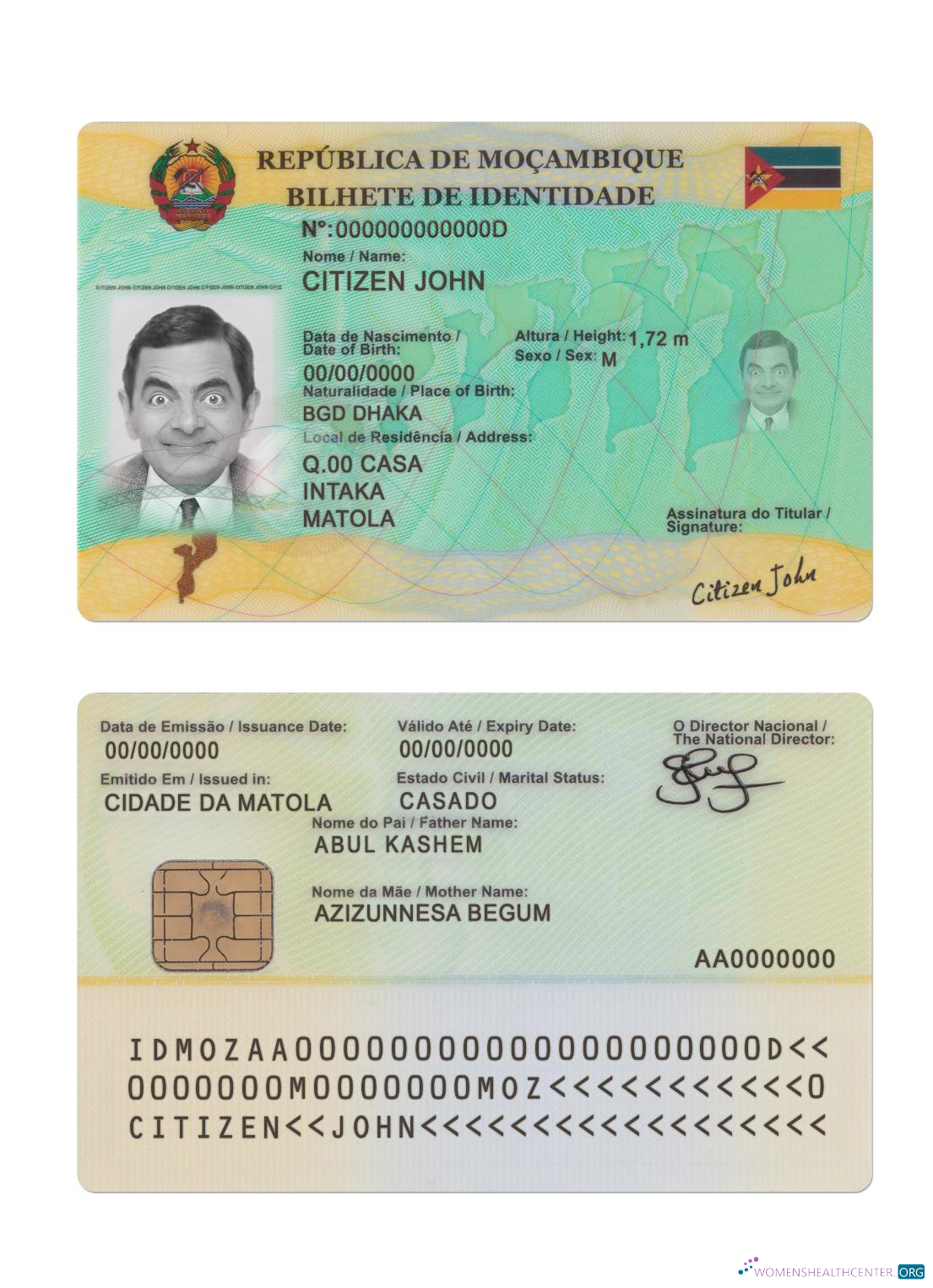 Download Mozambique ID version 2 Photoshop template